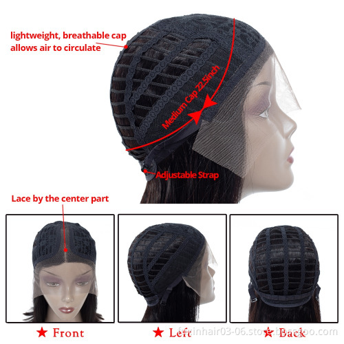 13X4X1 Lace Short Bob T Part Human Hair Closure Wig For Black Women Bleached Knots Pre Pluck U-Part 2X6 Bob Lace Front Wig
